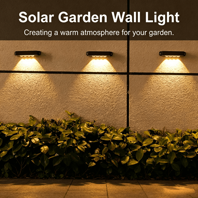 Solar Powered Fence Lights Outdoor Waterproof IP65 Garden LED Wall Lamp Smart Sensor for Patio Deck Stairs Yard Lighting