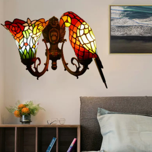 Lampe murale Tiffany LED en verre coloré, perroquet avec lanterne <span class=keywords><strong>Aquarius</strong></span>, style vintage antique, lampes de chevet décoratives - Product Image 2