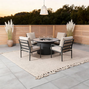 Conjunto de Comedor para Exteriores con Brasero para 4 Personas, Estilo Resort, Estructura de Aluminio en Polvo, Color Personalizado, Muebles de Patio para el Borde de la Piscina, Resistentes a la Intemperie - Product Image 1