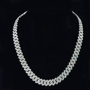 Collar de Cadena Cubana con Incrustaciones de Moissanita, Chapado en Oro sobre Plata de Ley 925, Estilo Hip Hop de Lujo - Product Image 1