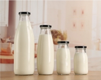 Usine vente 250ml500ml verre yaourt lait thé bouteilles bouteilles de jus couvercle en fer lait bouteilles en verre