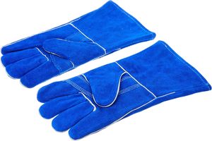 Gants bleus résistants à la chaleur en cuir de vachette pleine fleur pour four, cuisson, cheminée, barbecue et soudure - Product Image 4
