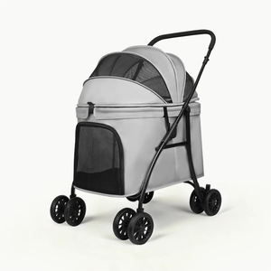 <span class=keywords><strong>Poussette</strong></span> <span class=keywords><strong>pour</strong></span> animaux de compagnie pliable légère et tendance de grande taille avec porte-gobelet, panier de promenade pratique - Product Image 2