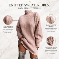 Pull tricoté automne-hiver, ample et oversize, style robe midi, manches raglan, col rond, décontracté, doux, respirant, manches longues