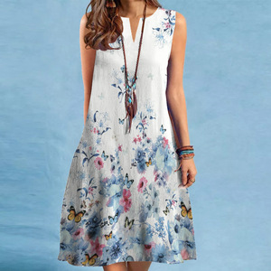 INS Style Printed Lady Sundress Loose Pocketed Summer Sleeveless African Women <b>Plus</b> <b>Size</b> Casual Dress - Product Image 2