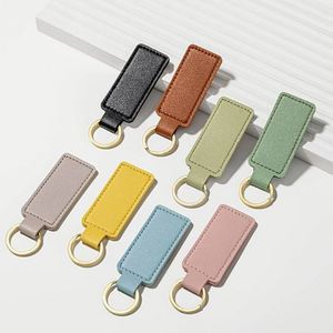 Wholesale Pu Leather Keychain Rectangular <b>Key</b> <b>Ring</b> Cute Charm for <b>Keys</b> Stylish Concise <b>Bag</b> Pendant Customizable Gift - Product Image 1
