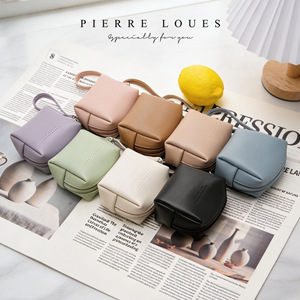 Pierre Loues Mini Coin <b>Purse</b> With Wrist Strap Solid Color Portable Wallet For Women Everyday Use - Product Image 1