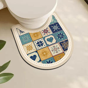 Tapis de bain ovale en patchwork, terre de diatomées, antidérapant, pour usage domestique - Product Image 5