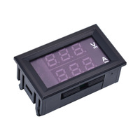(Rojo Azul 10A) Medidor Digital de Voltaje y Corriente DC0-100V 10A LED con Pantalla Dual y Ajuste Fino