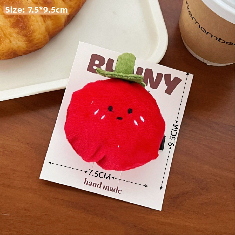 2# Barrette à cheveux tomate en peluche