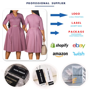 D3335 Robes d'été pour femmes, design tendance, élégantes, à manches courtes, col rabattu, <span class=keywords><strong>robe</strong></span> <span class=keywords><strong>de</strong></span> bureau pour femmes, décontractée - Product Image 3