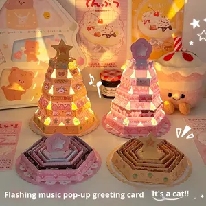 Tarjeta de Felicitación Pop-Up 3D Plegable al por Mayor para Cumpleaños, Diseño de Cuento de Hadas Divertido, Estirable, con Estampado Dorado, Papel de Bendición Sorpresa - Product Image 4