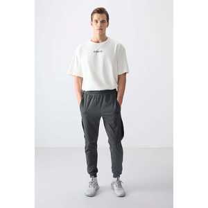 Pantalon de survêtement pour homme Anthracite Melange, coupe standard, tissu French Terry 100% coton, respirant - Product Image 2