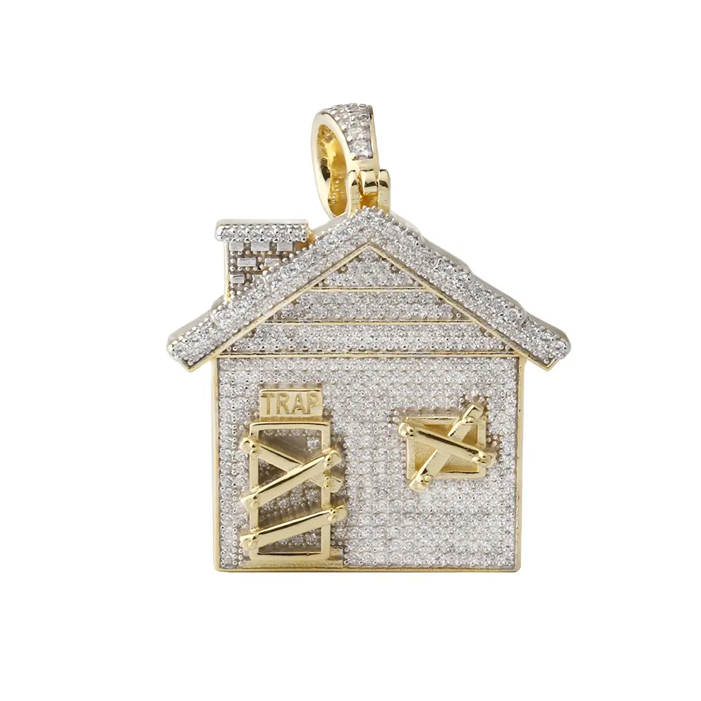 Wholesale men 925 silver iced out cz hip hop charm house pendant on stock
