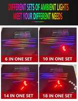Kit d'éclairage d'ambiance pour voiture, lumière d'ambiance magique couleur RGB, bande LED intérieure 12V, contrôle par application, synchronisation musicale, éclairage automobile universel