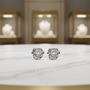 Pendientes de plata con diamantes para mujer E2230, corte redondo brillante, color G, negro natural y dorado, para uso diario romántico - Product Image 2