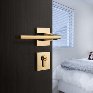 YONFIA-manija de cerradura de puerta de oro PVD, manija de puerta con muesca de aleación de zinc interior para puerta de madera de dormitorio, gran oferta, 8039RTS - Product Image 2