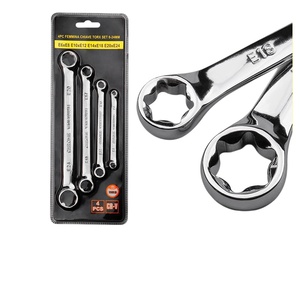 Jeu de clés E-Torx 4 pièces E6-E24, clés à double embout en acier chromé, kit de clés à molette pour réparation automobile, domestique et industrielle - Product Image 1
