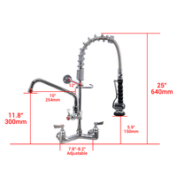 Gewerblicher Wasserhahn mit Doppelgriff, modern, aus Messing, wandmontiert, für Küchenspüle, mit ausziehbarer Brause und 2-Loch-Installation