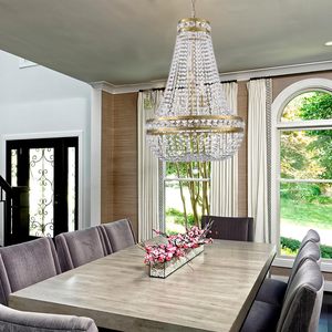 Nouvelle conception de luxe, design moderne, luminaire suspendu, décoration d'hôtel, mariage, cristal doré, lustre LED - Product Image 6