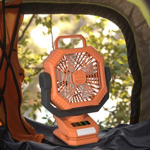 2025 Summer Hot Selling Customizable Outdoor Portable 8000mAh Electric Shaking Camping <b>Fan</b> LED Light for Hotel Use Box Packaging - Product Image 4
