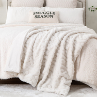 Hochwertige Luxus-Decke mit Prägung, Kunstfell-Optik, Kabelmuster, Wendbar, Sherpa-Fleece, Weich, Gemütlich, Dick, Warm, Bettüberwurf