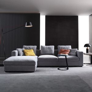 Sofá seccional modular en forma de L de estilo <span class=keywords><strong>nórdico</strong></span>, sofá de esquina de tela de lino para sala de estar de lujo moderno - Product Image 3