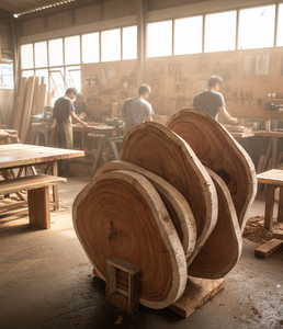 Tabla de madera de suar cuidadosamente elaborada con borde natural, ideal para mesas de comedor, espacios de trabajo y conceptos de muebles artísticos. - Product Image 4