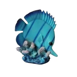 Reçine yapay tropikal mavi okyanus figürleri balık ev dekorasyonu için