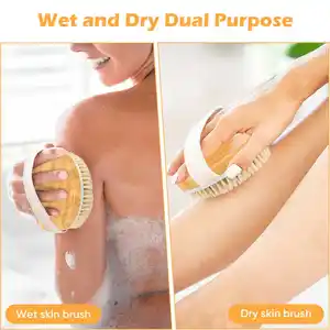 Masaj kuru vücut banyo fırçası yuvarlak ahşap masaj cilt vücut ahşap kuru duş temizleme fırçası vücut fırçalayın banyo fırçası