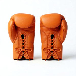 Orange <b>Silk</b> Customizable Non-Slip Hook & Loop Closure Full Finger Adult Kick Boxing <b>Gloves</b> for Martial Arts & Boxing - Product Image 1