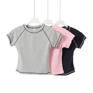 <span class=keywords><strong>T</strong></span>-<span class=keywords><strong>shirt</strong></span> <span class=keywords><strong>da</strong></span> <span class=keywords><strong>Donna</strong></span> in Cotone Lavorato a Maglia, Stile Spicy Girl, Manica Corta, Personalizzabile, Collo Tondo, Logo Stampato - Product Image 2