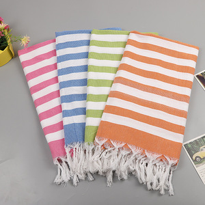 Striped Cotton <b>Beach</b> <b>Towel</b> 100x180cm Quick Dry Tassel Edge For <b>Beach</b> Use - Product Image 1