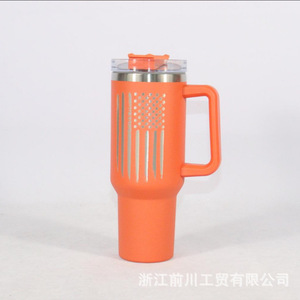Stainless Steel Tumbler 40oz With Stars And Stripes Design Travel Mug With Handle And Lid For Outdoor Use - Product Image 3