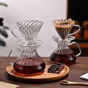 Ensemble de cafetières à versement en verre borosilicate de qualité supérieure, résistantes à la chaleur, à design côtelé, adaptées aux aliments, pour la maison ou le bureau - Product Image 2