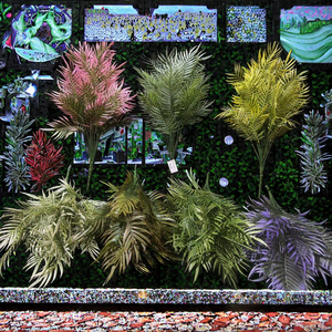 Haute qualité plusieurs fourchettes feuilles de palmier artificielles verdure plantes tropicales et de la jungle fleurs artificielles décoration de mariage - Product Image 3