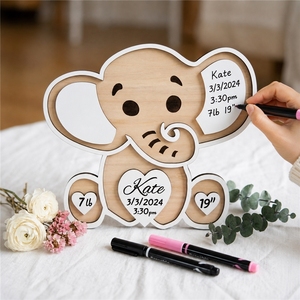 Targa in Legno Personalizzata con Informazioni sulla <span class=keywords><strong>Nascita</strong></span> del Bambino, Decorazione per Cameretta, Regalo per Neonati - Product Image 1