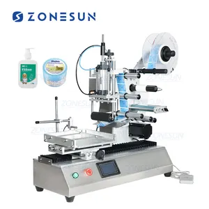 ZONESUN Semi Automatic Desktop Flat Surface Milk Hand Sanitizer Perfume Glass Oval Square Flat Bottle Labeling Machines