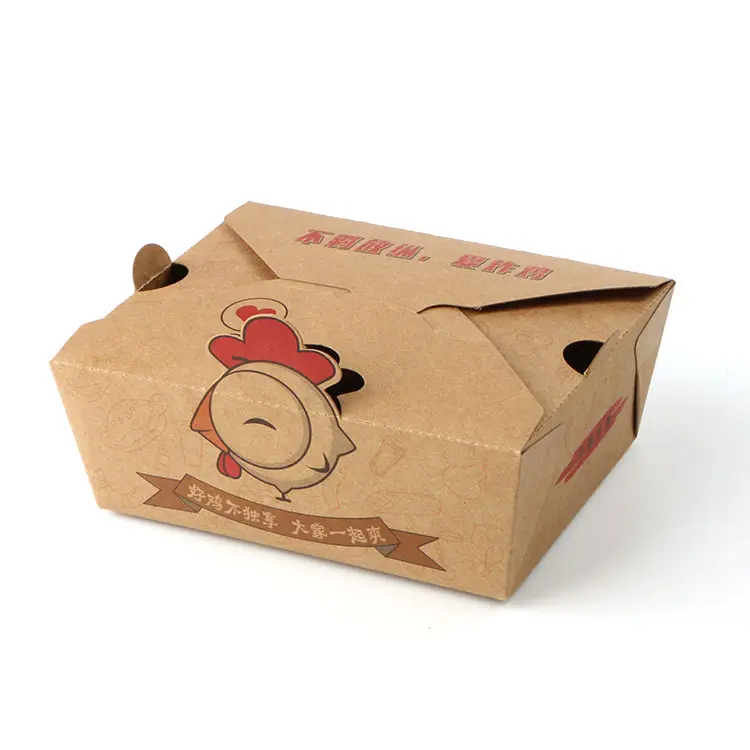customized disposable kraft food packaging take away paper box