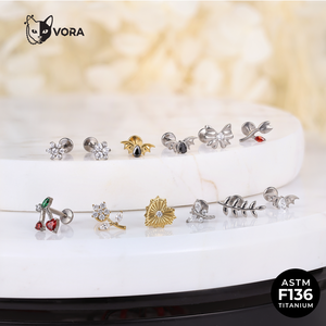 VORA ASTM F136 Titane Fleur Labret à filetage interne, grappe de marguerites, bijou de piercing pour cartilage d'oreille, hélix, tragus, conque - Product Image 4
