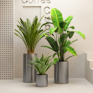 Macetas cilíndricas de metal forjado personalizadas para interiores y exteriores, maceteros de pie para plantas verdes del hogar. - Product Image 1