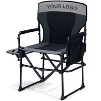 Chaise de directeur robuste pour l'extérieur, chaise pliante portable pour le camping avec poche latérale pour pelouse, sport, pêche, pique-nique, plage