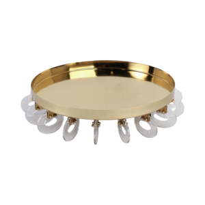 Vassoio Decorativo Rotondo in Metallo con Anelli in Acrilico, Centrotavola Moderno e Glamour per Casa, Comodino e Tavolino da Caffè - Product Image 4