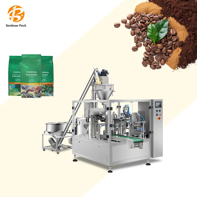 Plastik otomatis yang dibuat sebelumnya tas ritsleting mengisi Kemasan coklat kelapa tepung teh coklat mesin kemasan bubuk kopi kakao
