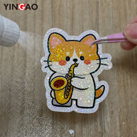 Autocollants personnalisés mignons et kawaii, autocollants en vinyle découpés à la forme, holographiques, imperméables, autocollants de dessins animés d'animaux pour ordinateur portable, coque de téléphone