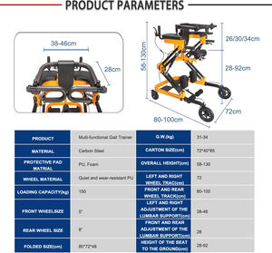 Gt03 Verstelbare Opvouwbare Staande Loop Gang <span class=keywords><strong>Trainer</strong></span> Voor De Beroerte Hemiplegische Dwarslaesie Hersenverlamming Gehandicapte Volwassen Ouderen - Product Image 5
