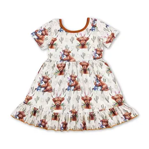 GSD0778高地牛仙人掌兔子复活节连衣裙儿童女婴服装