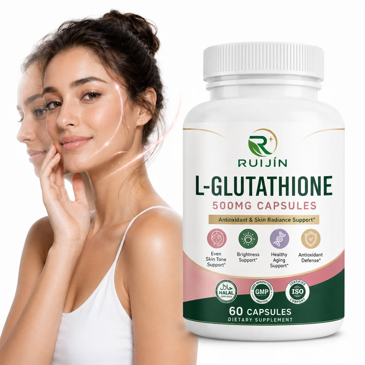 Wholesale L-Glutathione 500mg Capsules with Vitamin C Alpha Lipoic Acid for Antioxidant Skin Radiance Healthy Aging 60 Count OEM