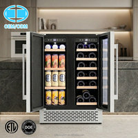 Réfrigérateur à vin et boissons électrique encastrable X 120L en acier inoxydable à deux zones avec contrôle de température indépendant pour bar à domicile et usage commercial