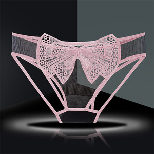 9999 Ropa Interior Femenina, Bragas Transpirables con Bordado de Malla, <span class=keywords><strong>Tanga</strong></span> Transparente de Cintura Baja para Mujer, <span class=keywords><strong>Tanga</strong></span> con Nudo Chino de Mariposa - Product Image 5
